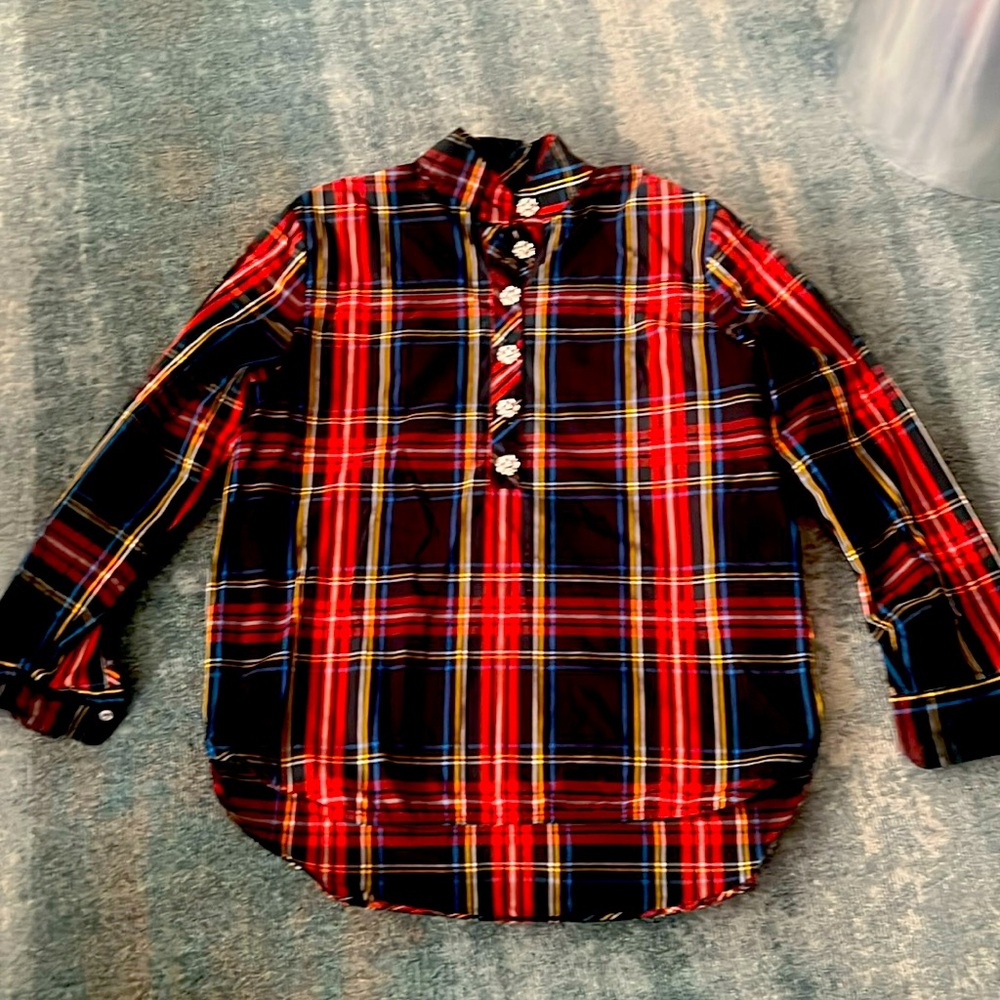 J Crew Plaid Poplin Pull Over
